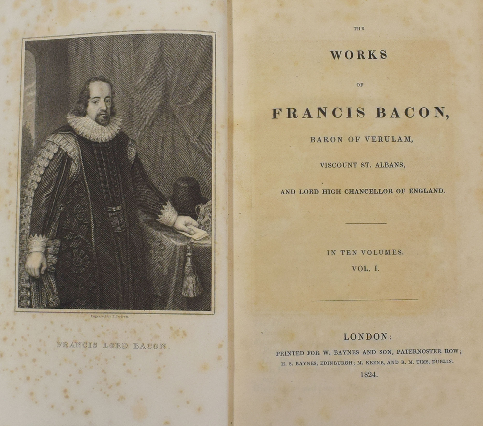 The Works of Francis Bacon, Baron of Verulam, Viscount St. Albans, and Lord High Chancellor of England. 10 volume set.