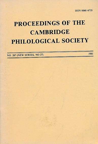 Proceedings of the Cambridge Philological Society, No. 207