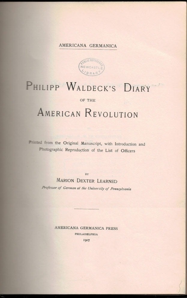 Philipp Waldeck's Diary of the American Revolution.