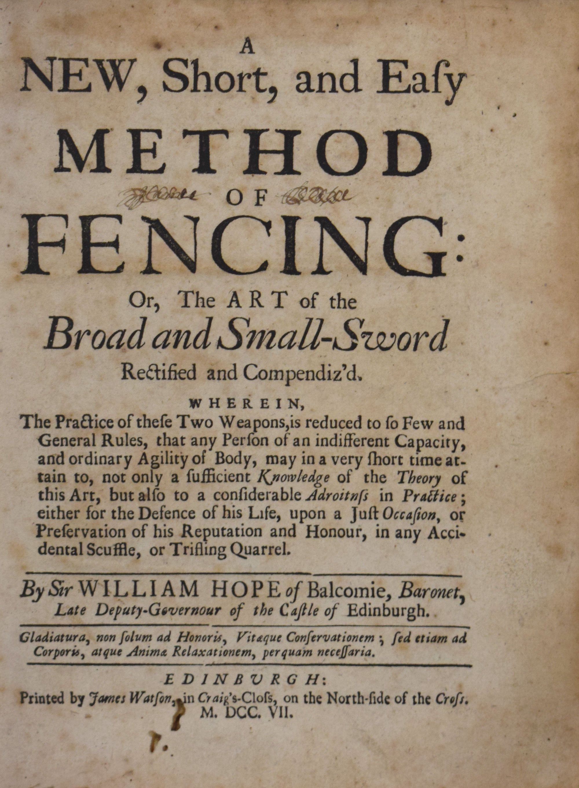 A New, Short, and Easy Method of Fencing: Or, The Art of the Broad and Small-Sword.