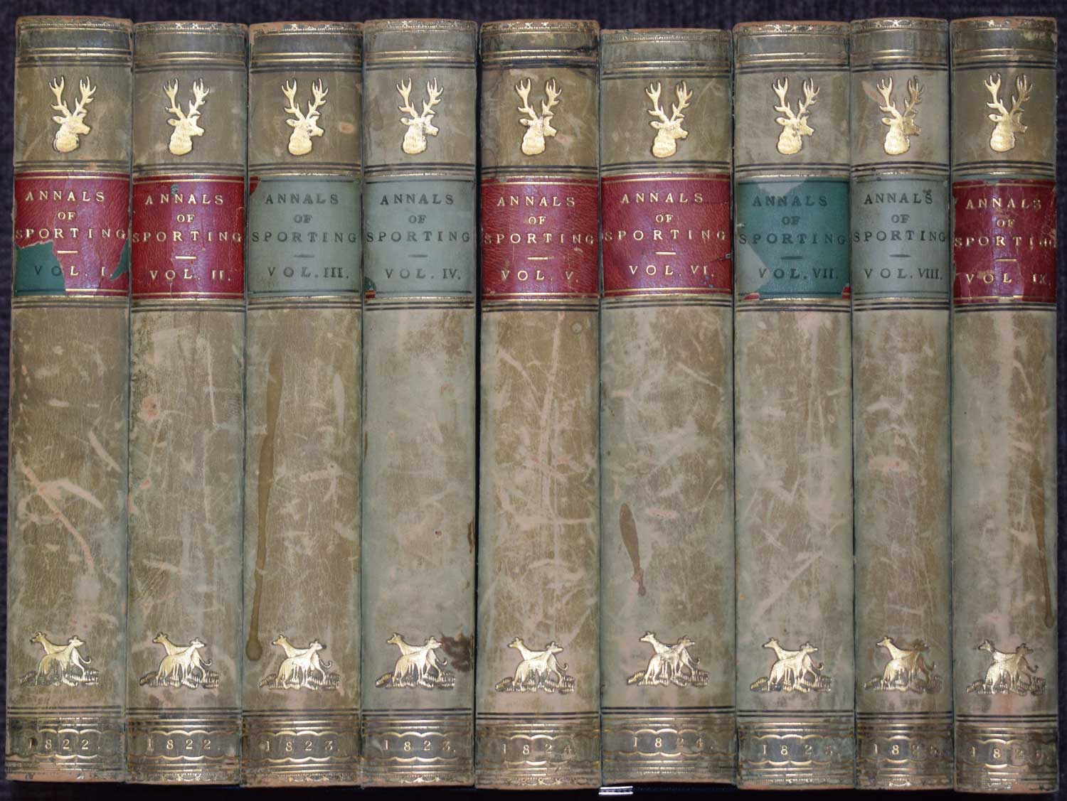The Annals of Sporting and Fancy Gazette; A Magazine Entirely Appropriated to Sporting Subjects and Fancy Pursuits. Volumes I - IX January 1822 - June 1826. 9 volumes [of 13]