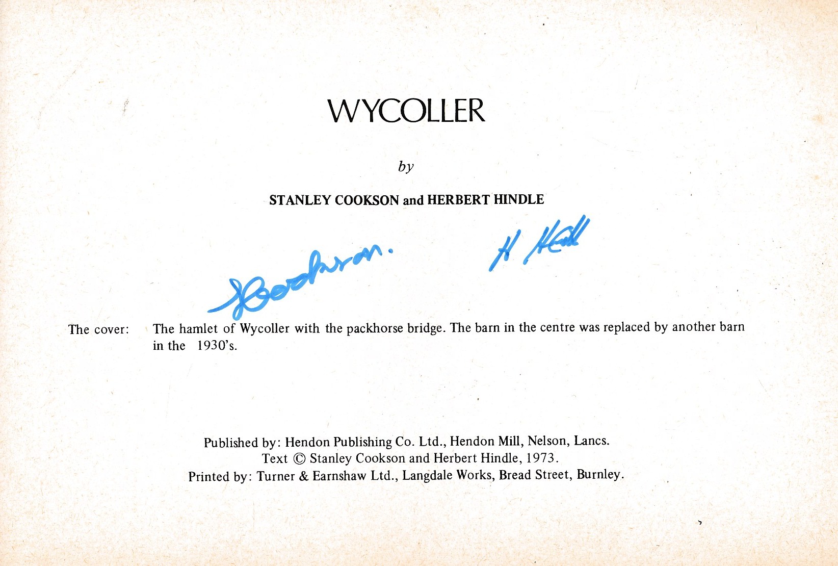 Wycoller. Signed copy