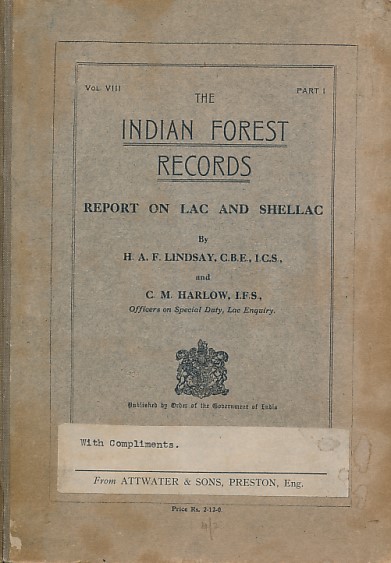 The Indian Forest Records. Vol VIII. Part I.  Report on Lac and Shellac