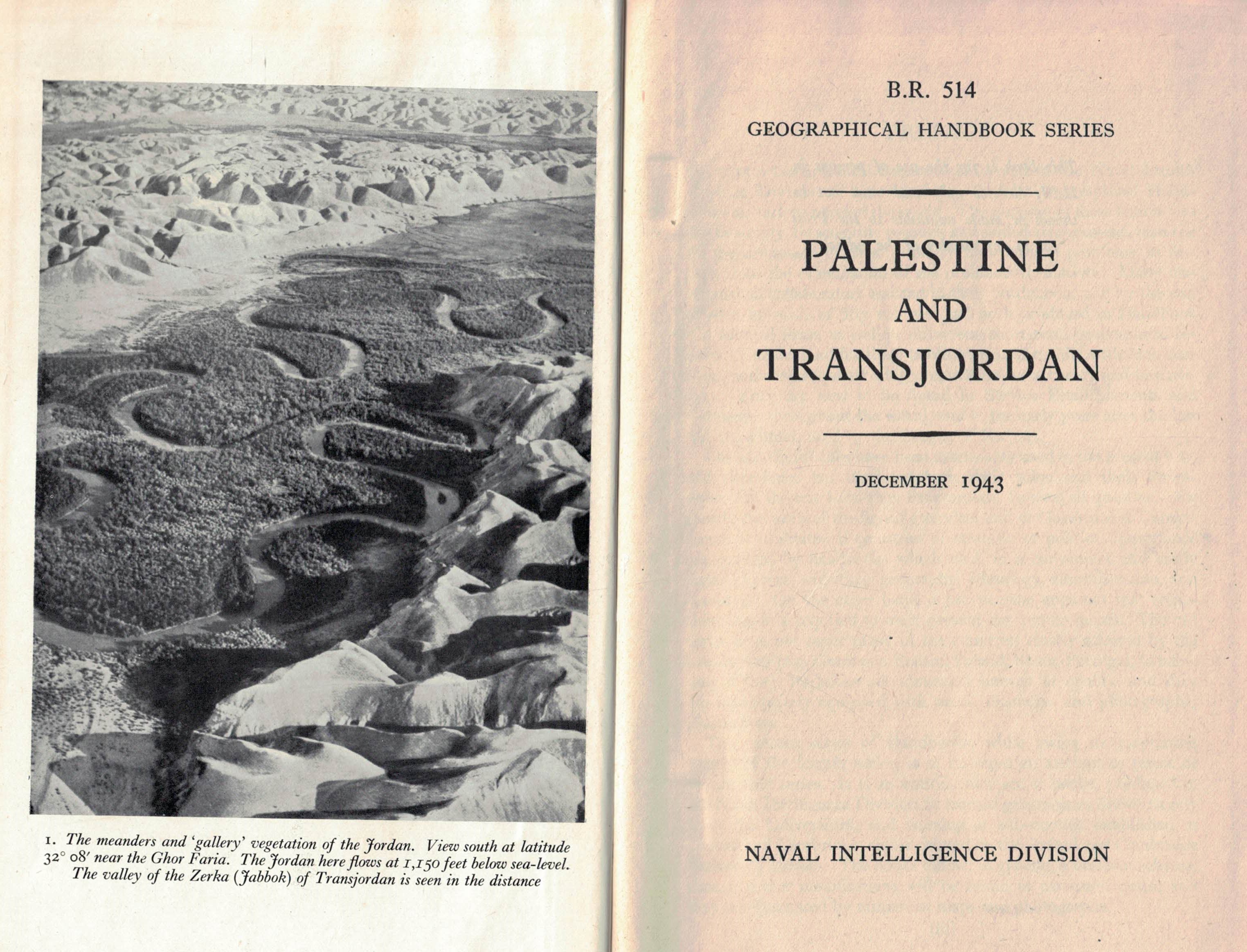Palestine and Transjordan. Geographical Handbook Series, BR 514.