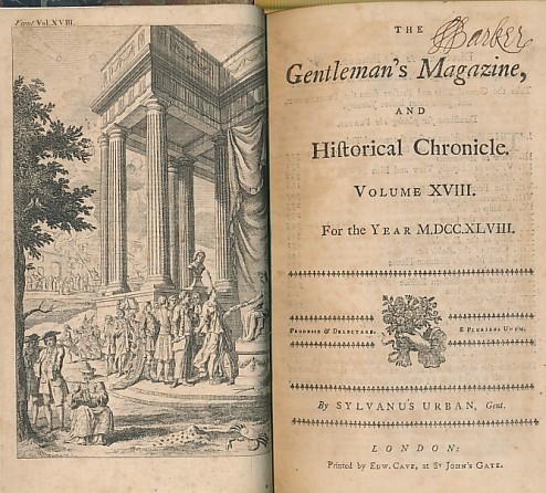 The Gentleman's Magazine, and Historical Chronicle. Volume XVIII. January to December 1748.