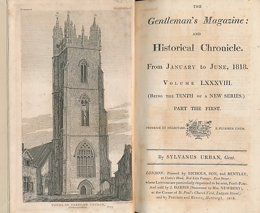The Gentleman's Magazine and Historical Chronicle. Volume LXXXVIII (88) January to December 1818. 2 volume set.