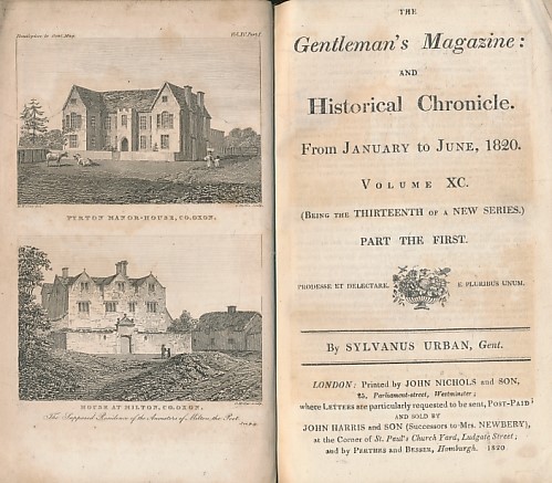 The Gentleman's Magazine and Historical Chronicle. Volume XC (90). January to December 1820. 2 volume set.