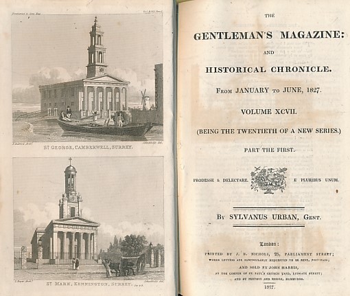 The Gentleman's Magazine and Historical Chronicle. Volume XCVII (97) January to December 1827. 2 volume set.
