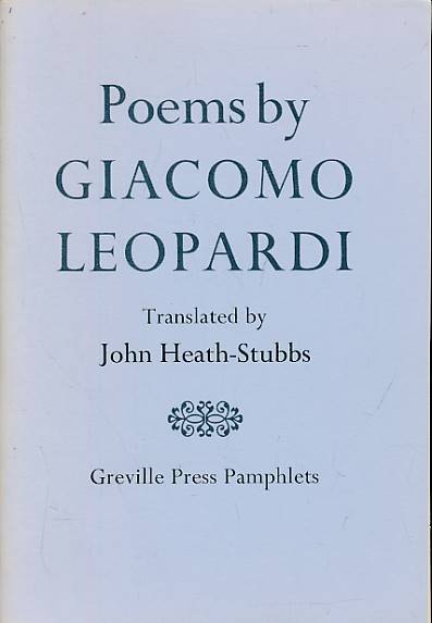 Poems by Giocomo Leopardi. Signed copy.