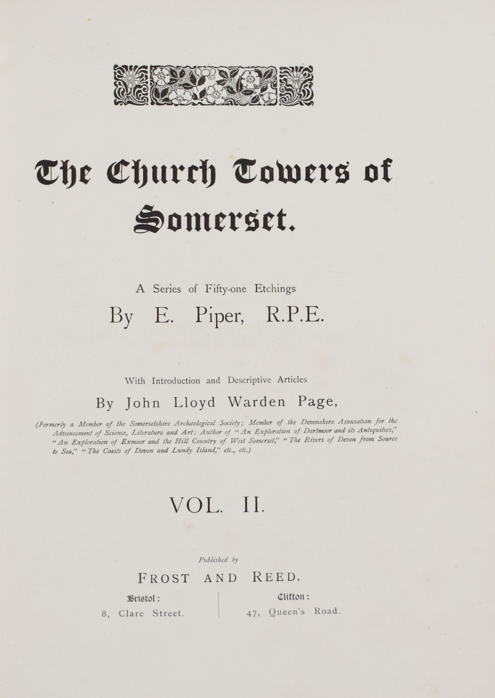The Church Towers of Somerset. Volume II.