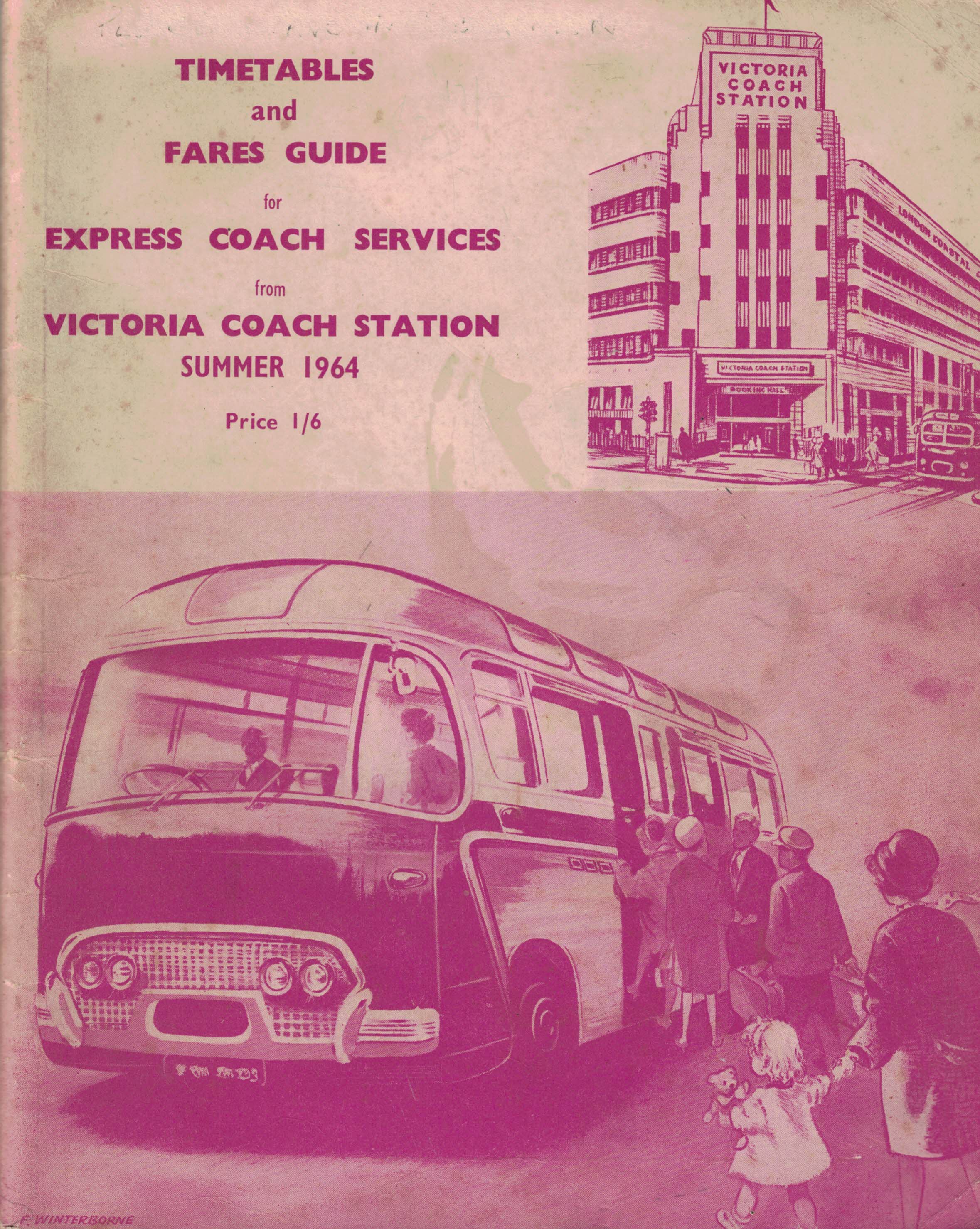 Timetables and Fares Guide for Express Coach Services from Victoria Coach Station. Summer 1964.