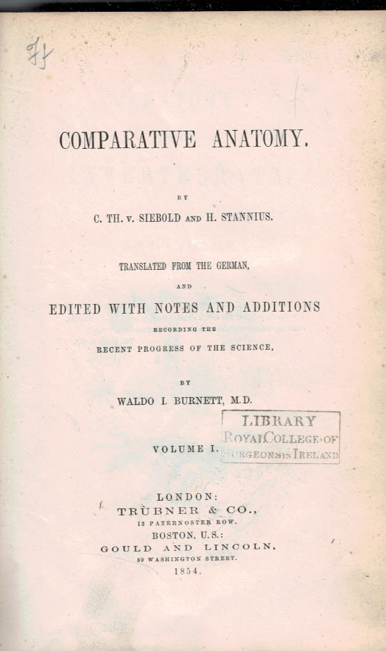 Comparative Anatomy of the Invertebrata. Volume I.