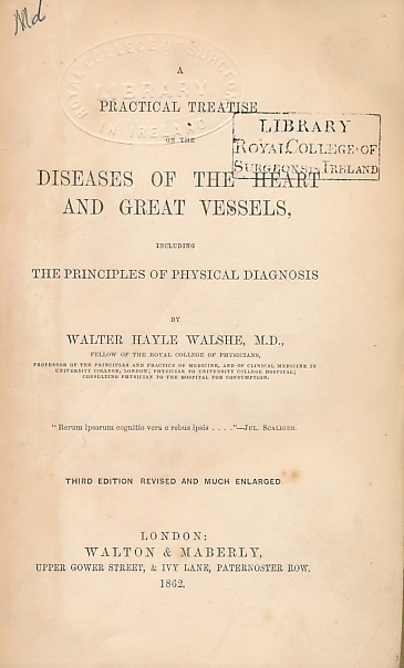 A Practical Treatise on the Diseases of the Lungs, and Heart, Including the Principles of Physical Diagnosis.