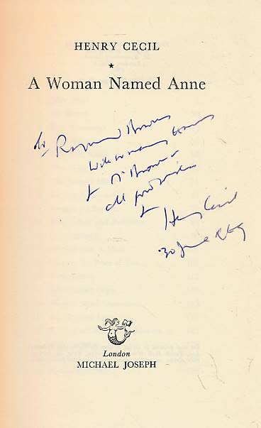 A Woman Named Anne. Signed copy.