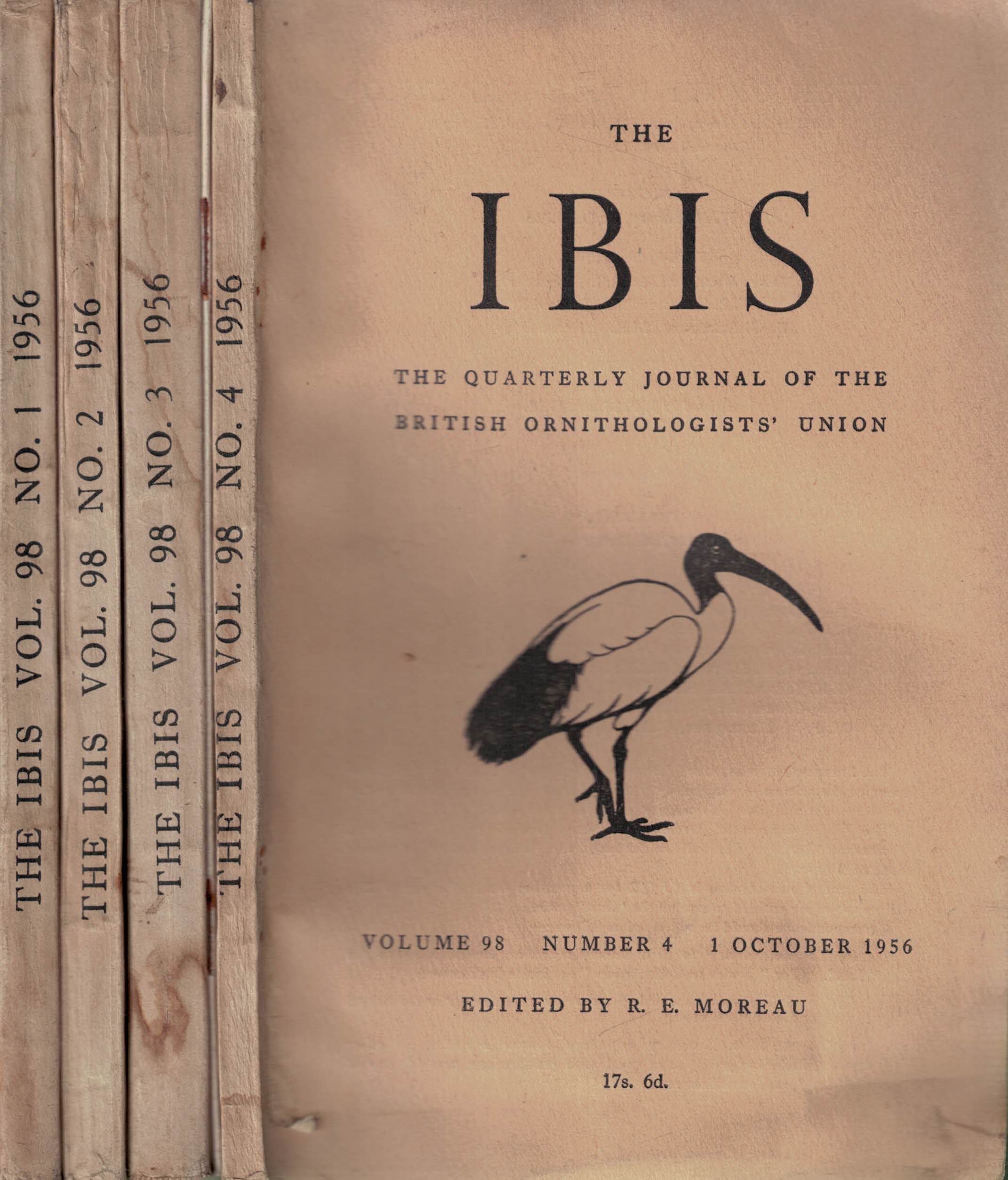The Ibis. A Quarterly Journal of Ornithology. Volume 98. Nos 1,2,3 and 4. 1956.