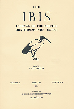 The Ibis. Journal of the British Ornithologists' Union. Volume 110. Nos 2 and 4. 1968.