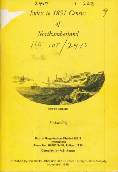 Tynemouth. Index to 1851 Census of Northumberland. Volume 6.
