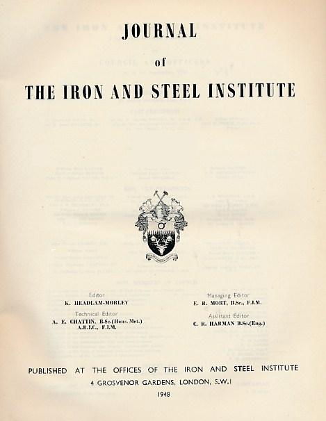 The Journal of the Iron and Steel Institute. Volume 160. 1948, Part 3.