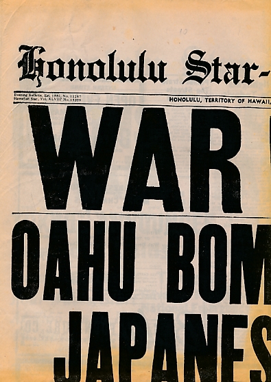 Honolulu Star-Bulletin 1st Extra. Sunday December 7, 1941.
