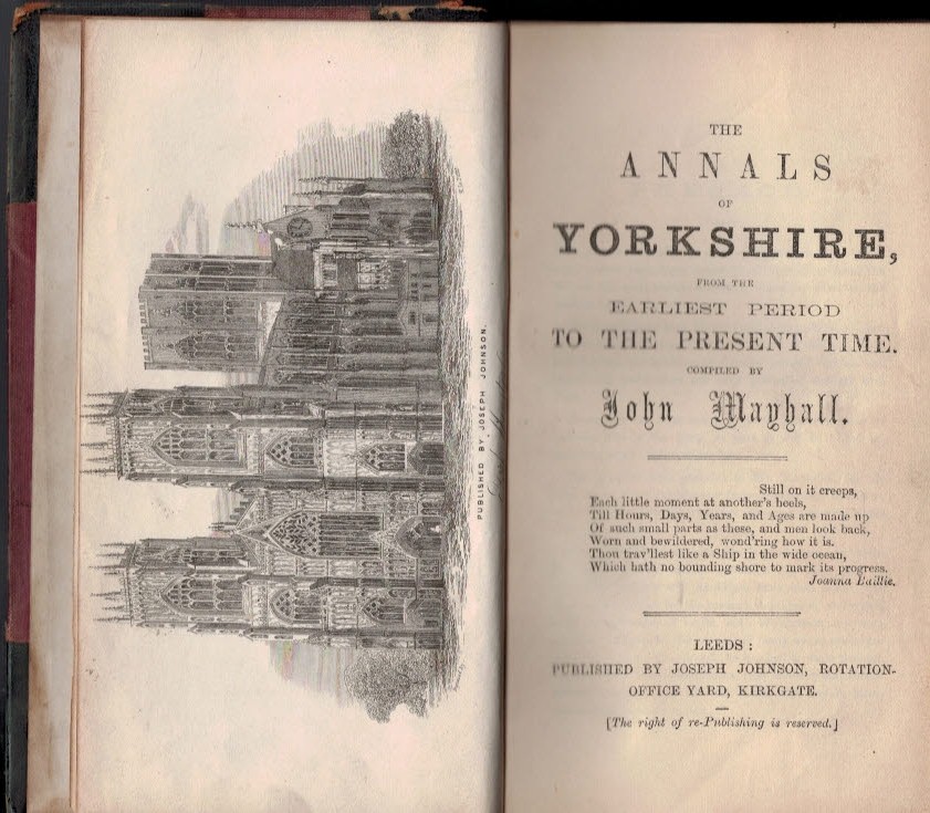 The Annals of Yorkshire from the Earliest Period to the Present Time. Volume I.