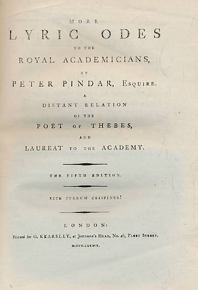 PINDAR, PETER [WOLCOT, JOHN] - The Works of Peter Pindar Esq. 4 Volume Set
