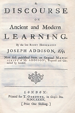 A Discourse on Ancient and Modern Learning