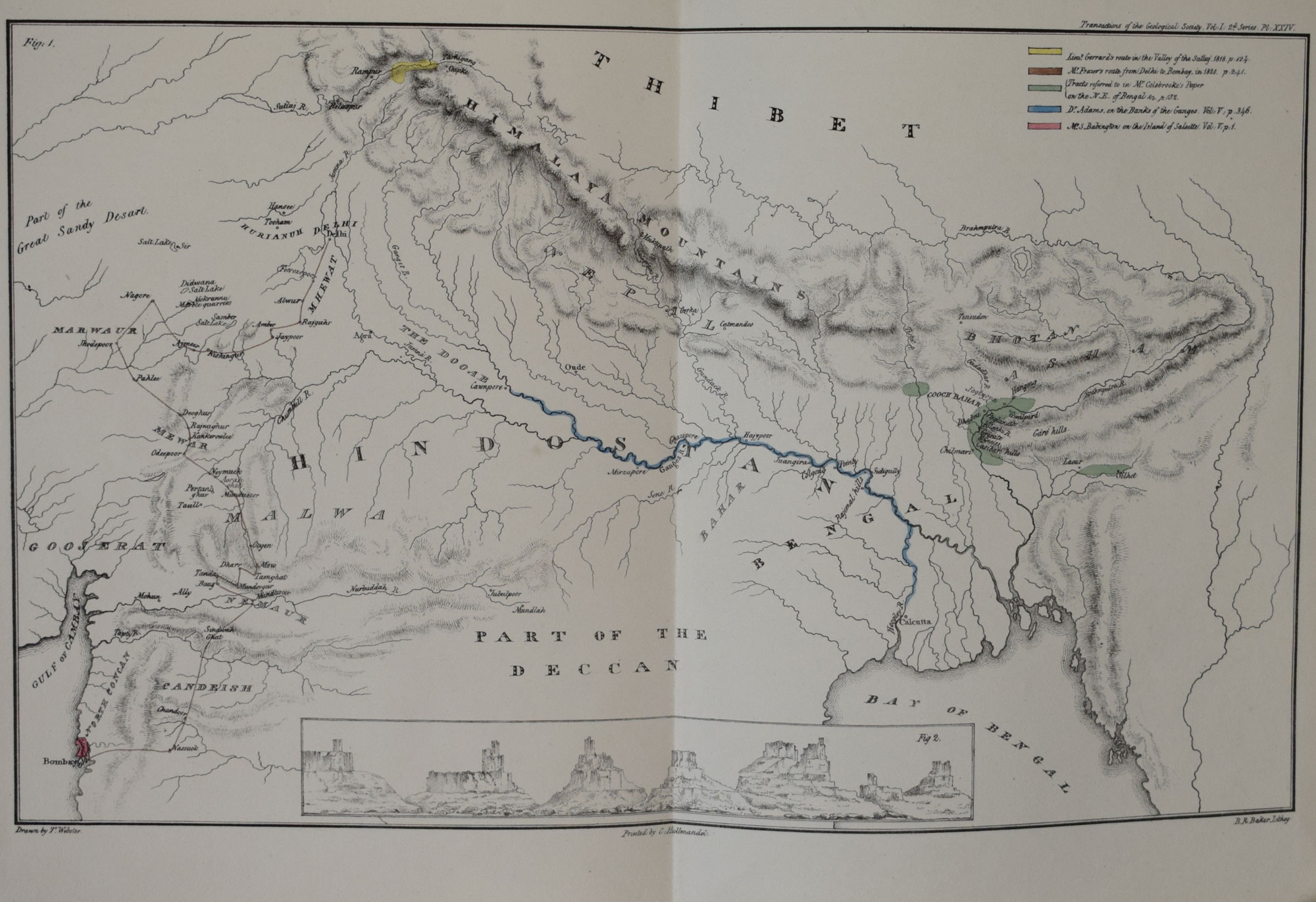 On the Valley of the Sutluj River in the Ham-laya Mountains; On the Geology of the North East Border of Bengal; On the Banks of the Tsitá and Súbúk; Description Accompanying a Collection of Specimens Made on a Journey from Delhi to Bombay;