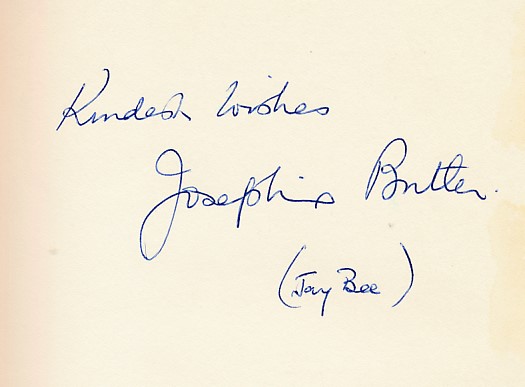 Churchill's Secret Agent. Josephine Butler. Codename 'Jay Bee'.  Signed copy