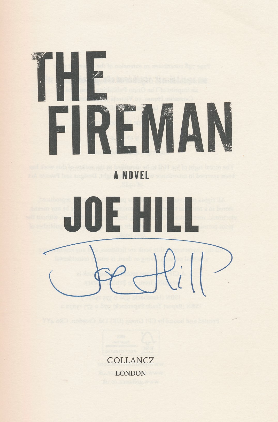 The Fireman. Signed copy.