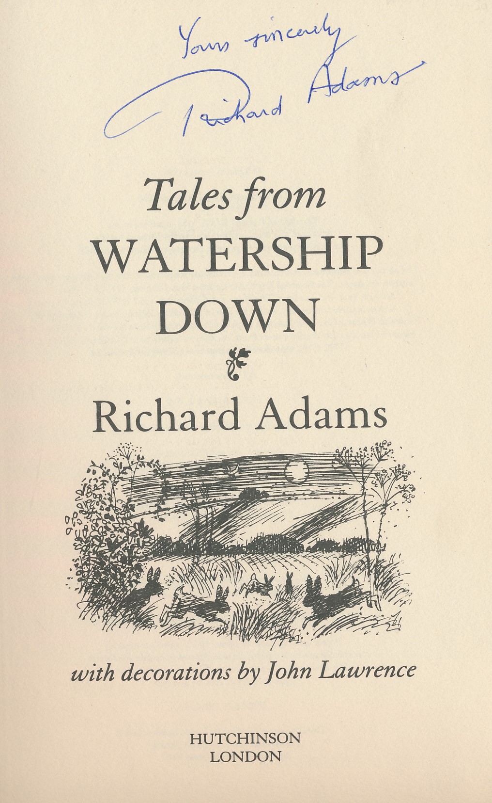 Tales from Watership Down. Signed copy.