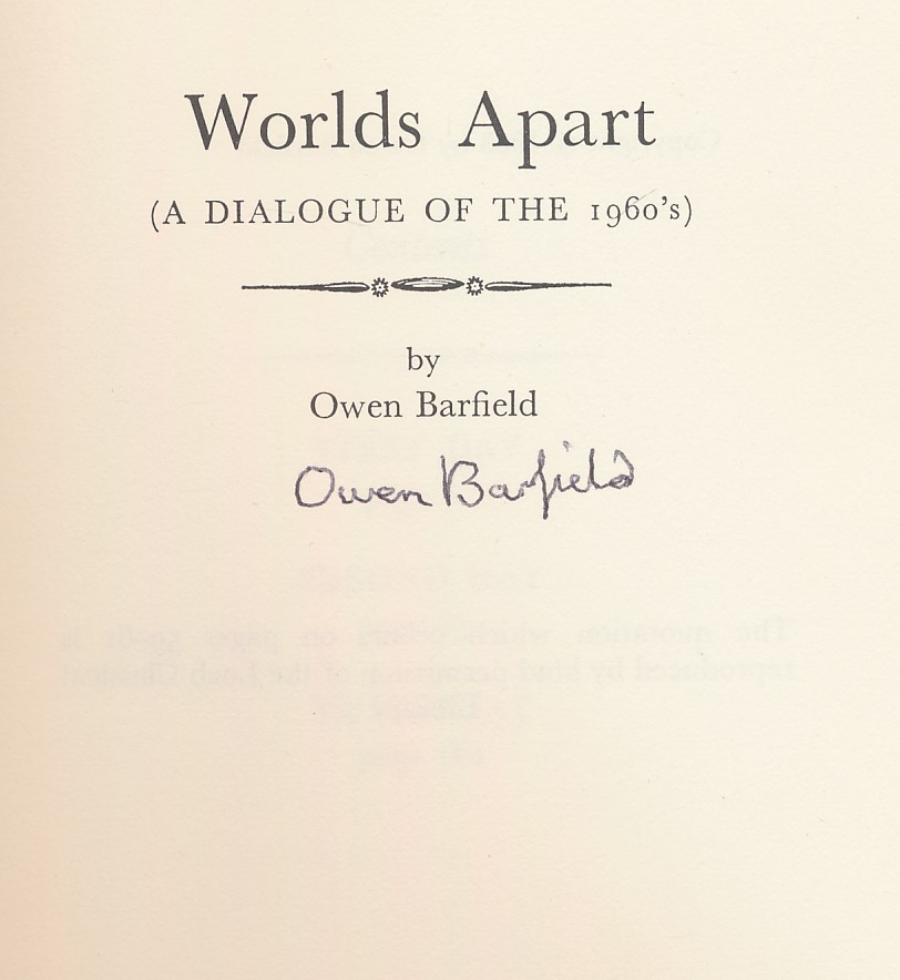 Worlds Apart (A Dialogue of 1960's). Signed copy.