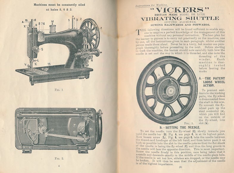 Instructions for Working The "Vickers" Sewing Machine