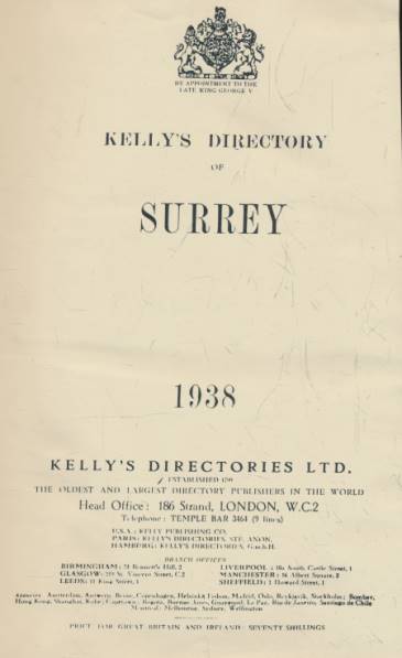 Kelly's Directory of Surrey. 1938.