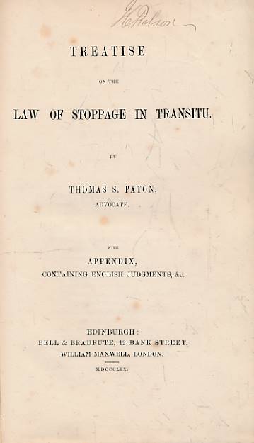 Treatise on the Law of Stoppage in Transitu