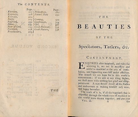 The Beauties of the Spectators, Tatlers, and Guardians, Connected and Digested Under Alphabetical Heads. Volumes 1 and 2 only.