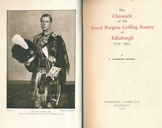 The Chronicle of the Royal Burgess Golfing Society of Edinburgh 1735-1935.