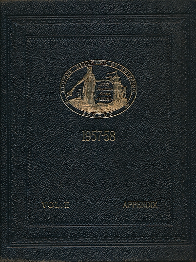 Lloyd's Register of Shipping 1957-58. Appendix.  [Tankers, etc.]