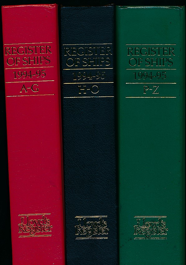 Lloyd's Register  of Ships. 1994-95. 3 volume set.
