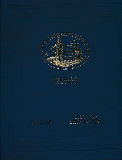 Lloyd's Register of Shipping. 1965-66.   Register Book. Volume III. Owners.