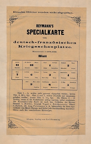Reymann's Specialkarte vom Deutsch- Französischen Kriegsschauplatze. Blatt V. S Diey - Strassburg - Villingen - Colmar.