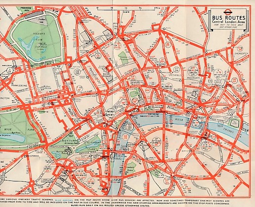 Central Buses. Map and List of Routes. London Transport. 1967.