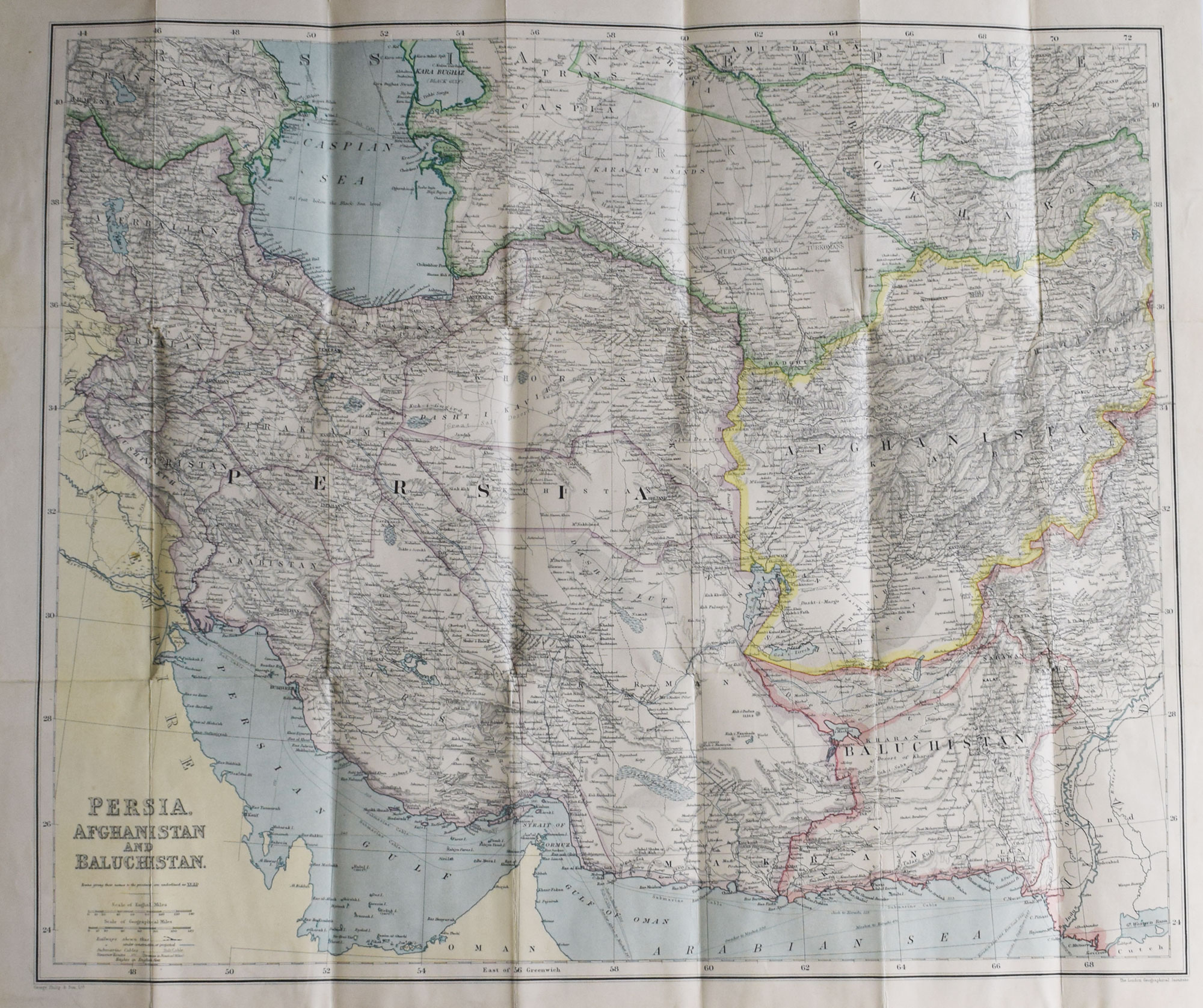 Persia. Philips' Travelling Map.