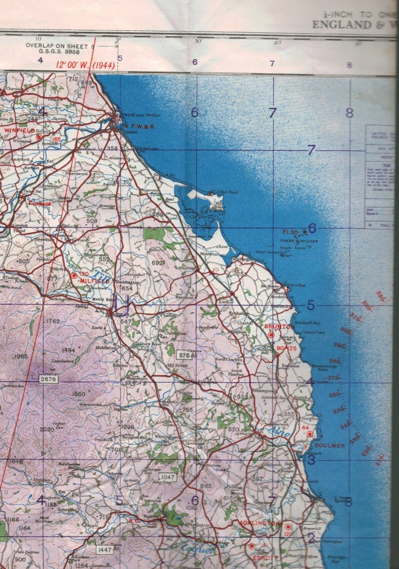 Ordnance Survey Map of Great Britain. Air Sheet 1. The Border. 2nd War Revision. 1944