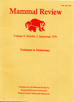 Mammal Review. Volume 9, Number 3. September 1979. Techniques in Mammalogy.