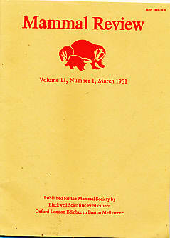 Mammal Review. Volume 11, Number 1. March 1981.