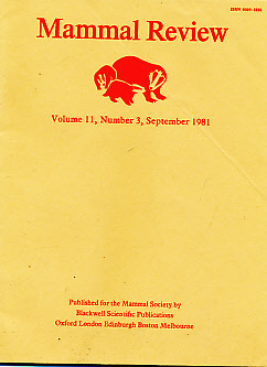 Mammal Review. Volume 11, Number 3. September 1981.