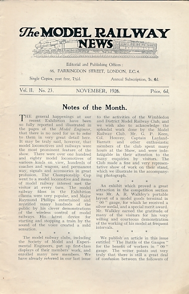 The Model Railway News. Volume 2. November 1926.