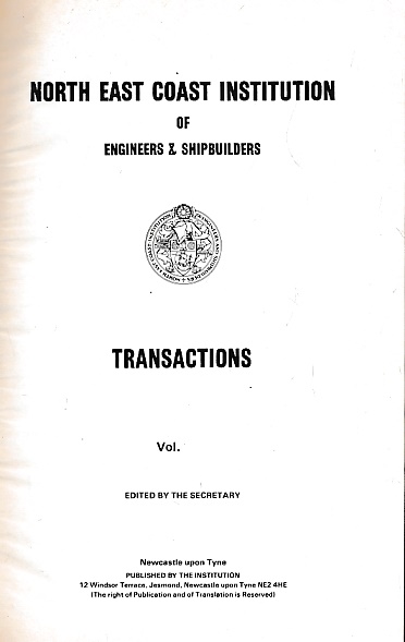 Transactions of the North-East Institution of Engineers & Shipbuilders. Volume 103. 1986-1987