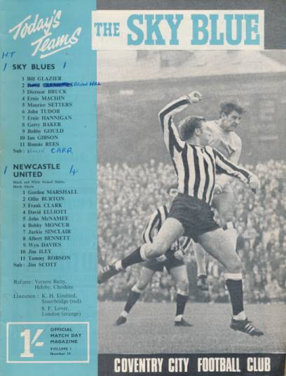 Coventry City v Newcastle United Programme. 20th January 1968.