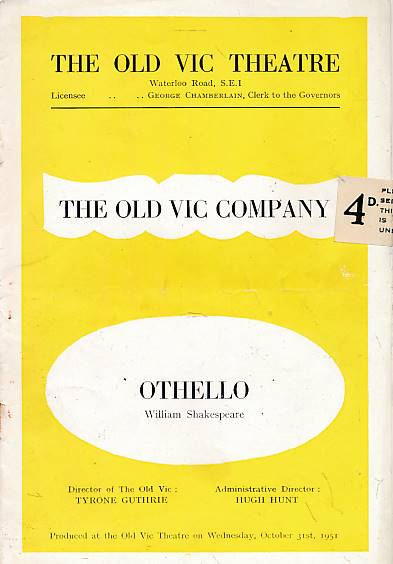 Othello. Old Vic programme. October 1951.